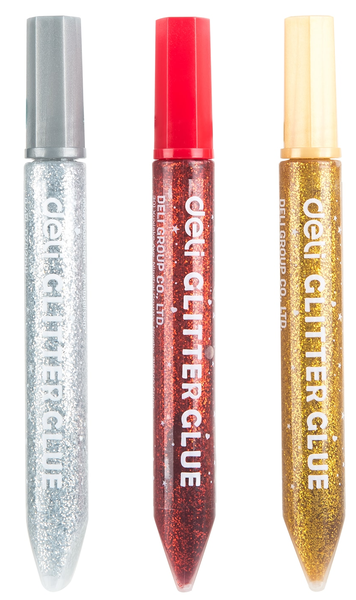 Deli Stick Up Glitter Glue With Gold, Red and Silver - Set of 3 - A71001