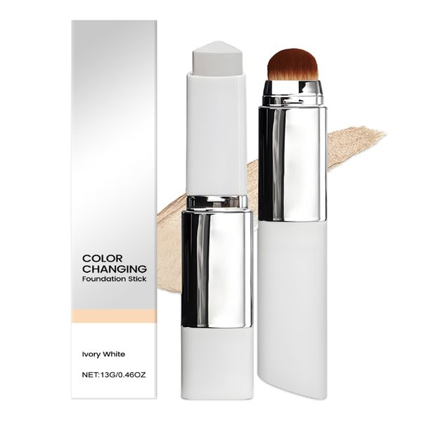 Color Changing Foundation Stick,Coverage Cream Stick Hydrating Makeup-White