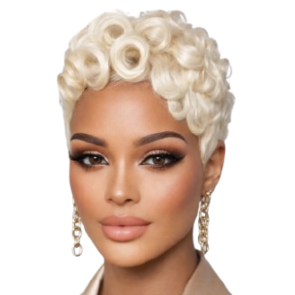 Short Curly Pixie Wig.