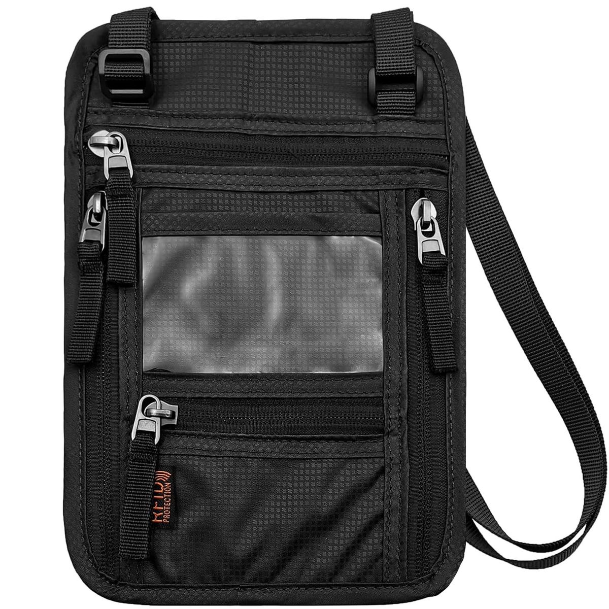 Travel Neck Pouch Wallet ID Card Wallet with RFID Blocking Passport Holder