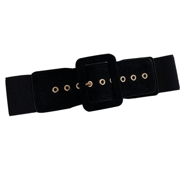 Fashion Stylish Wide Elastic Wooden Cloth Pin Buckle Dress Belt - 65-95cm