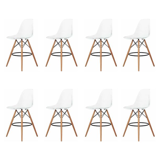 8 Pieces Of 25.5" Modern Style Eiffel Chair Counter Bar Stools Set