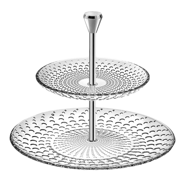 2 Tiers Crystal Glass Plate Stand