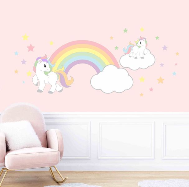 Unicorns &amp; Rainbow Wall Sticker
