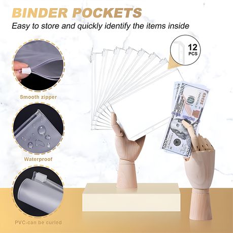 1 Set Binder Notebook With Zipper Pockets Budget Sheets Smooth