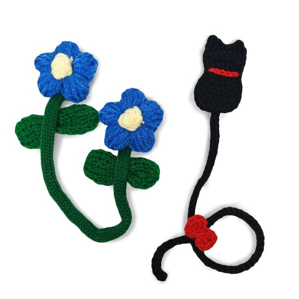 2 pcs 3D Crochet Bookmarks for Women Girls, Gifts for Book Lovers