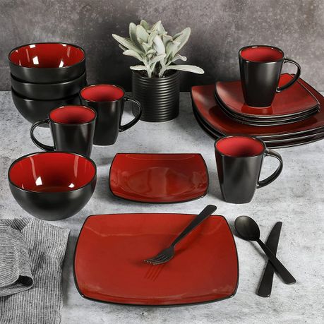 Square stoneware dinnerware on sale sets