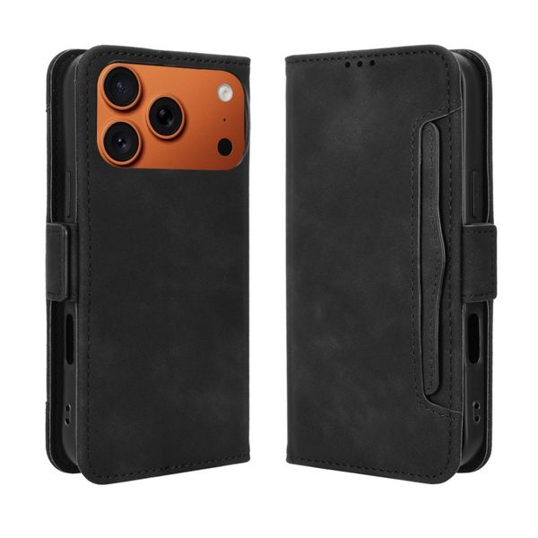 Multi Card Groove Leather Cover Compatible With iPhone 17 Pro Max