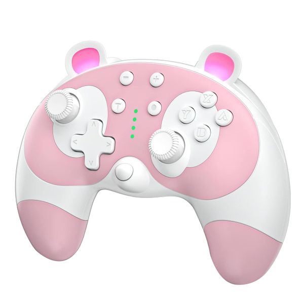 Game Controller with Wake-Up Function,Turbo and Dual Vibration-Pink