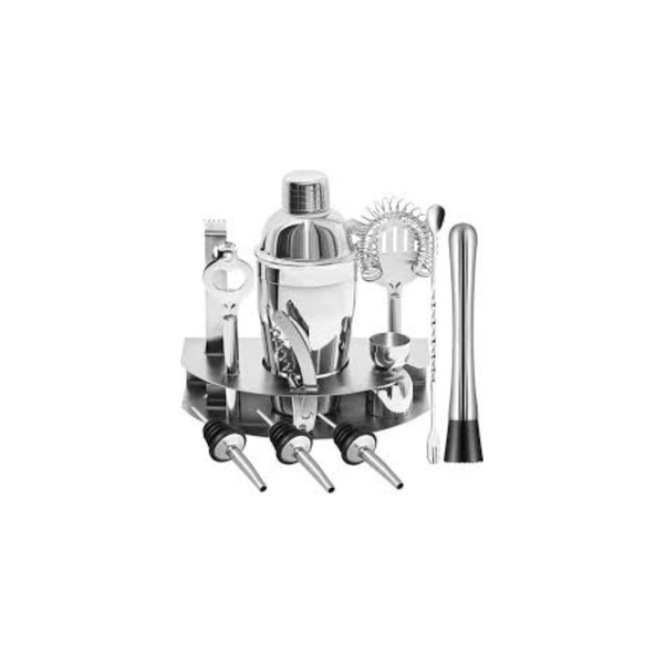12-Piece Stainless Steel Cocktail Shaker Set with Stand