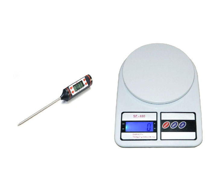 Electronic Kitchen Scale &amp; Digital Cooking Thermometer Combo