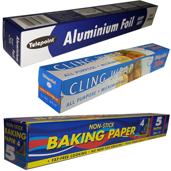 Heavy Duty Kitchen Foil with Cling Wrap &amp; Baking Paper