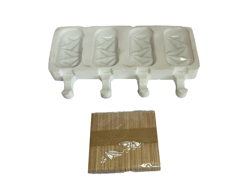 4-Cavity Silicone Ice Cream Mould Geometric Pattern