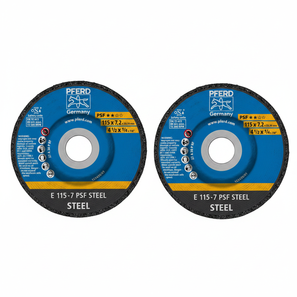 PFERD - 115mm Steel Grinding Wheel - 7.2mm Thickness - 2 Pack
