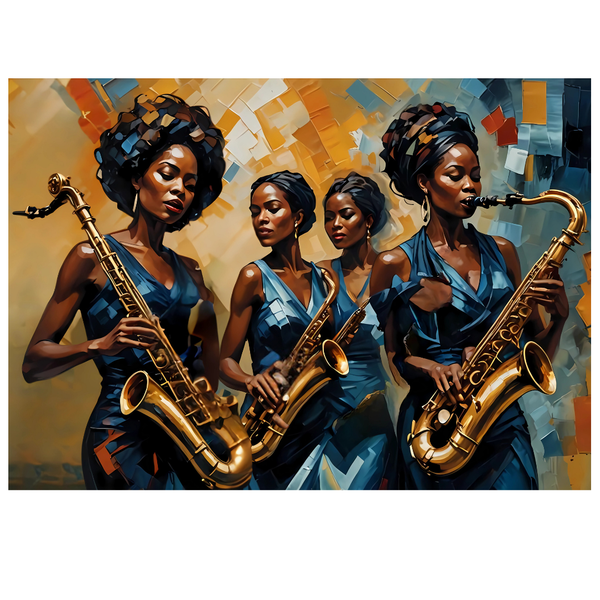 Jazz Queens: A Symphony in Blue - Printed Canvas Wall Art