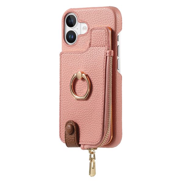 Litchi Pattern Ring With Card Slot Phone Case Compatible with iPhone 17