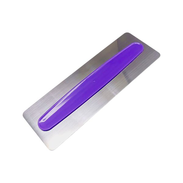 Multi-Use Stainless Steel Cream Scraper With Purple Handle - Silver