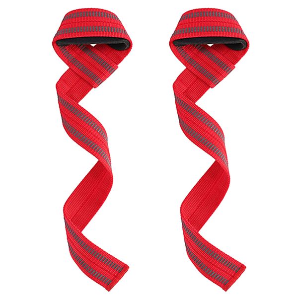 One Pair Anti-slip Fitness Hand Belt Weightlifting /Wristband Straps - Red