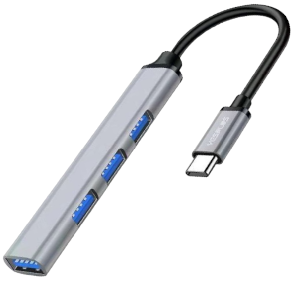 YESPLUS - YS-1405 - Type C USB Hub With Fast Data Transfer - Grey/Black