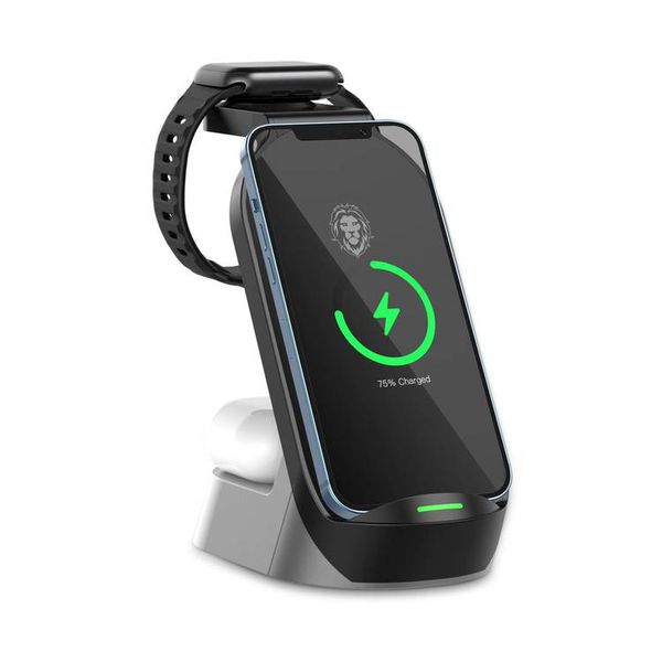 Green 4-in-1 Fast Wireless Charger 15W with Type-C Port