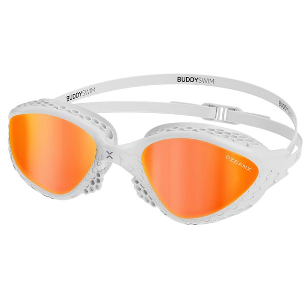 Buddyswim OzeanX Goggles White Frame with Orange Mirror Lens