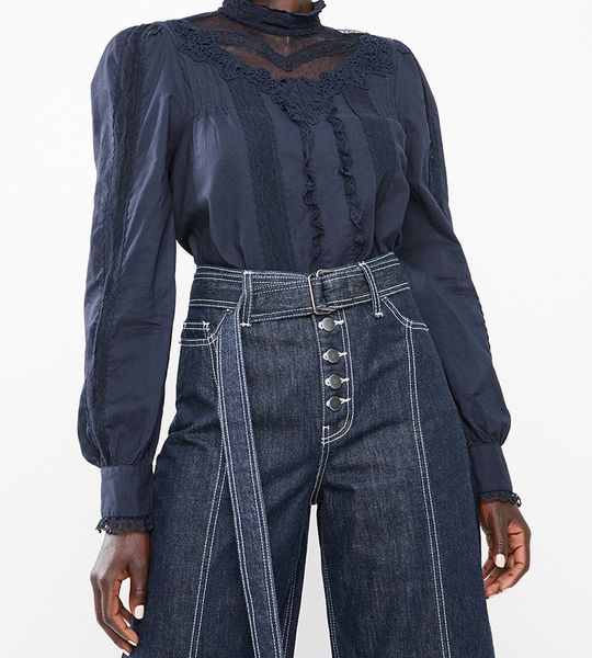 Women's Vero Moda Dawn long sleeve midi shirt - navy