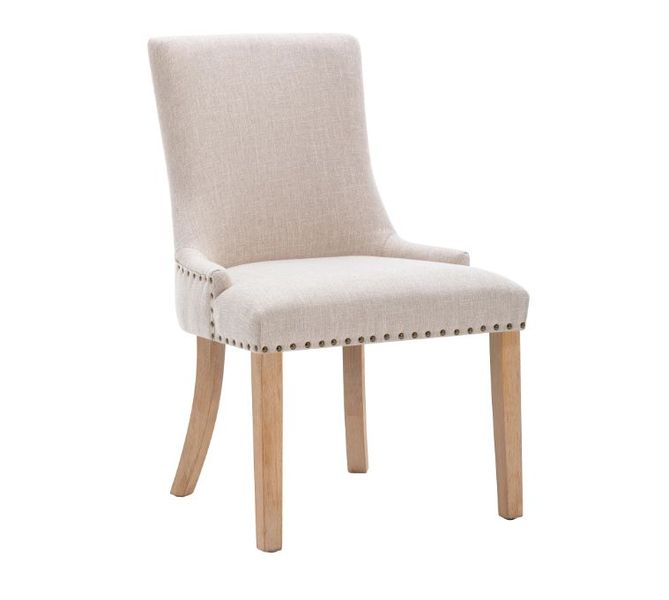 MaI Lifestyle - Isaacs Pins Decorated Linen Tufted - Set Of Two Chairs - Beige