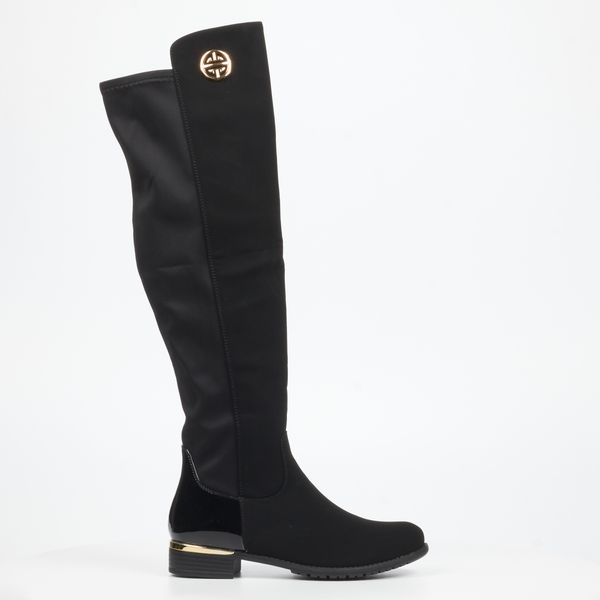 Miss Black Hadar 2 Women Faux Nubuck / Faux Patent Long Boots - Black