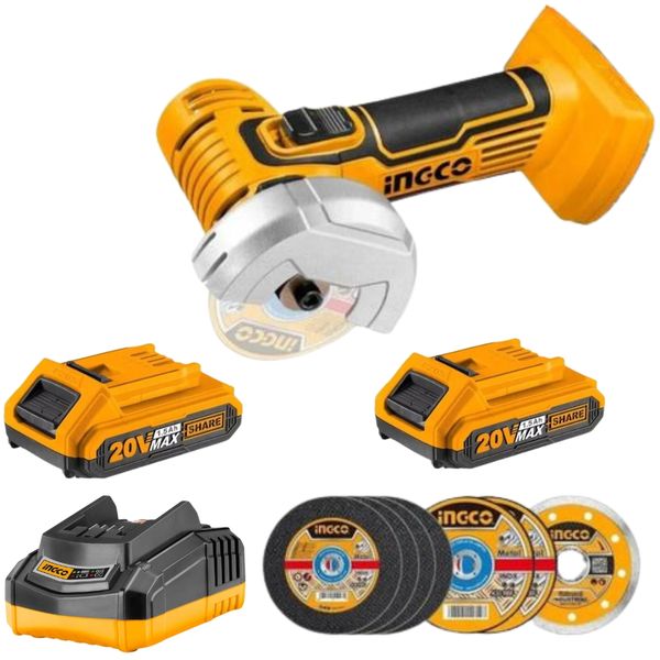 Ingco - Li-Ion - Mini Cut-off Tool/Grinder with 2 x 1.5Ah Battery &amp; Charger