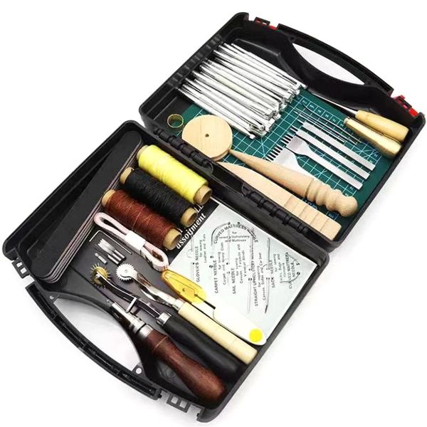59 Piece Leather Handcraft Sewing Tool Set with Storage Case