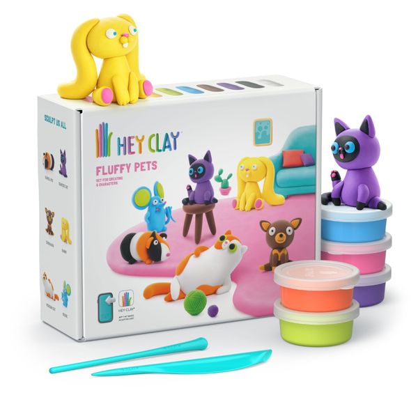 Hey Clay: Modelling Air-Dry Clay w Fun Interactive App, Fluffy Pets 15 cans