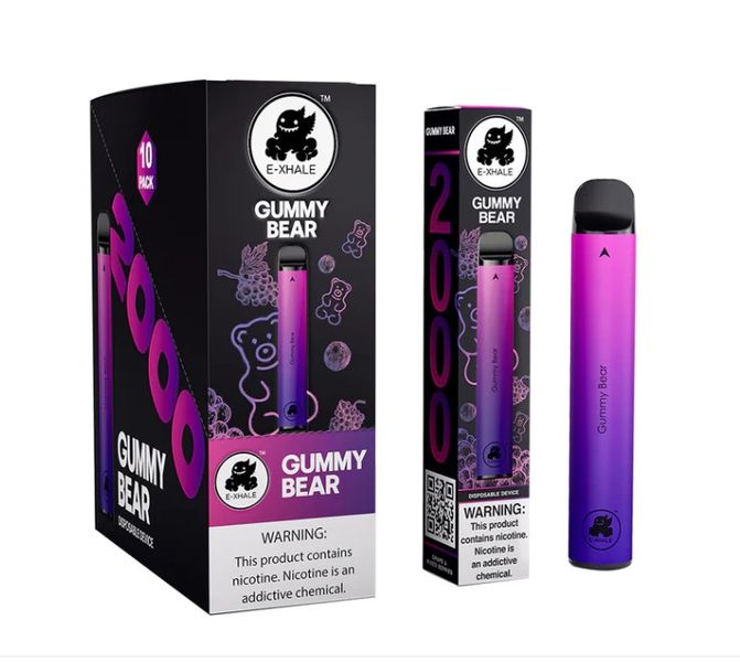 E-XHALE 2000 Puffs Disposable Vapes (Pack of 2) - Gummy Bear