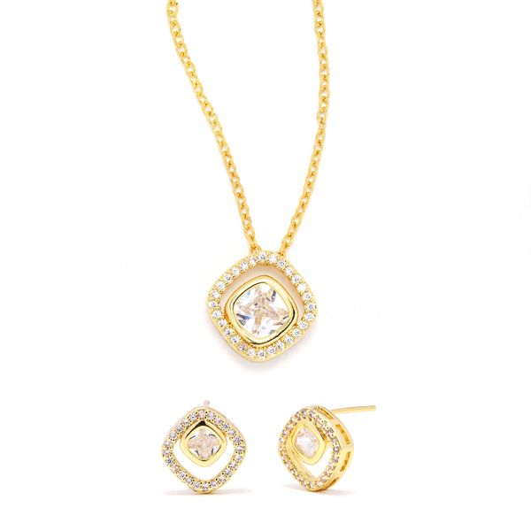 iDesire - Cubic Zirconia Cushion Cut Necklace and Earring Set