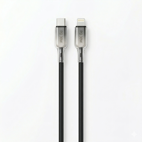 30W USB-C to Lightning Fast Charging Cable - 1m Soft Silicone SZ Image