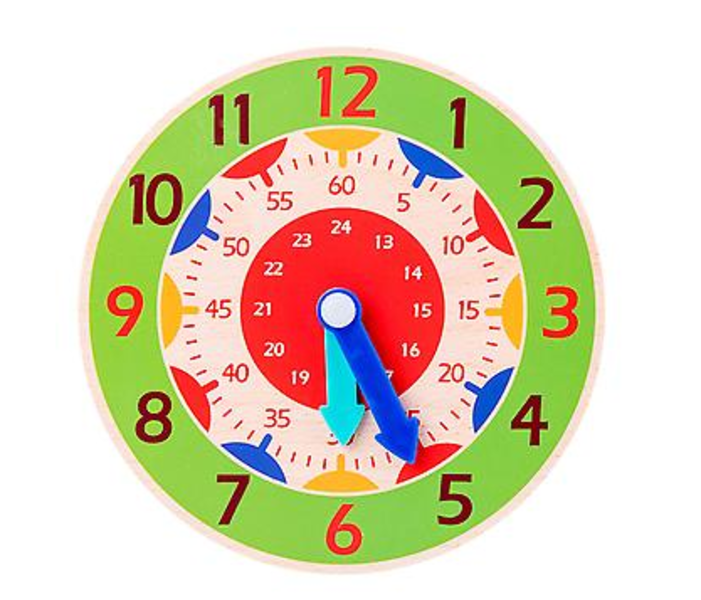 Green Wooden Educational Clock for Kids