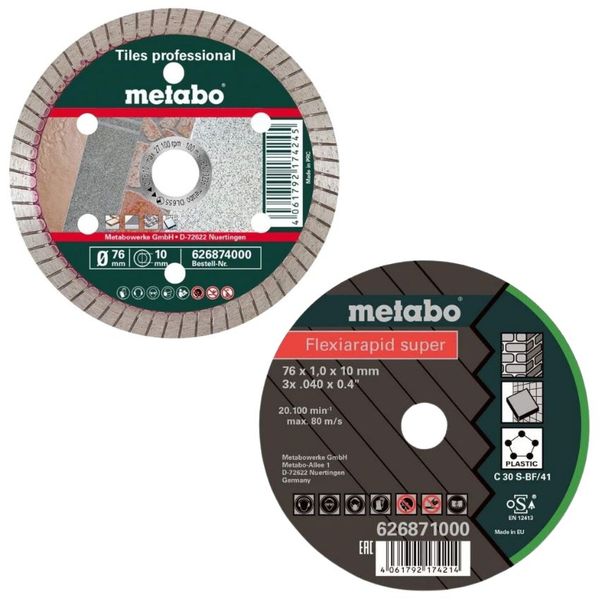 Metabo - Diamond Cutting Disc &amp; Flexiarapid Cutting Disc 76x1.0x10mm(5pcs)