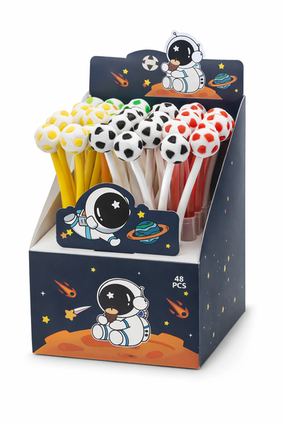 Soccer Ball Black Gel Pen - Fun Sports Design, Smooth Writing-48 Pens