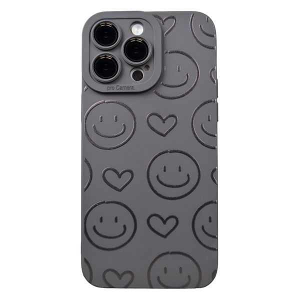 Black - Phone Case with Smiles and Hearts - Iphone 15 Pro Max