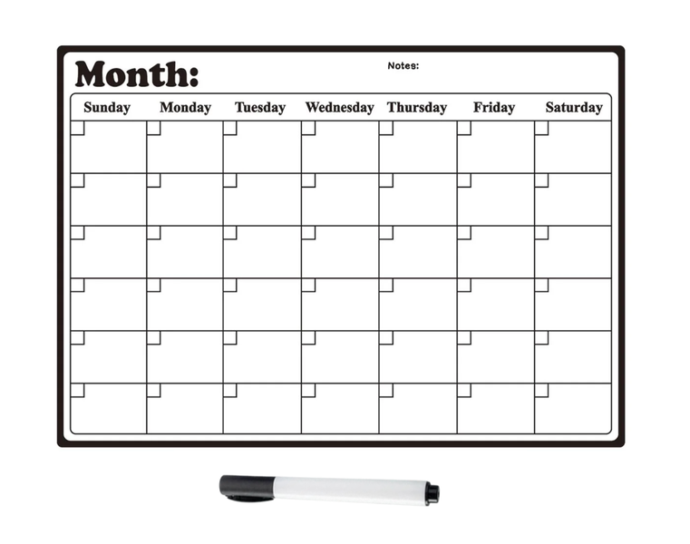 Magnetic Fridge Calendar Whiteboard Monthly Planner Dry Erase