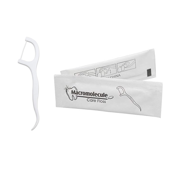 Pack of 50 disposable floss harps with toothpick end