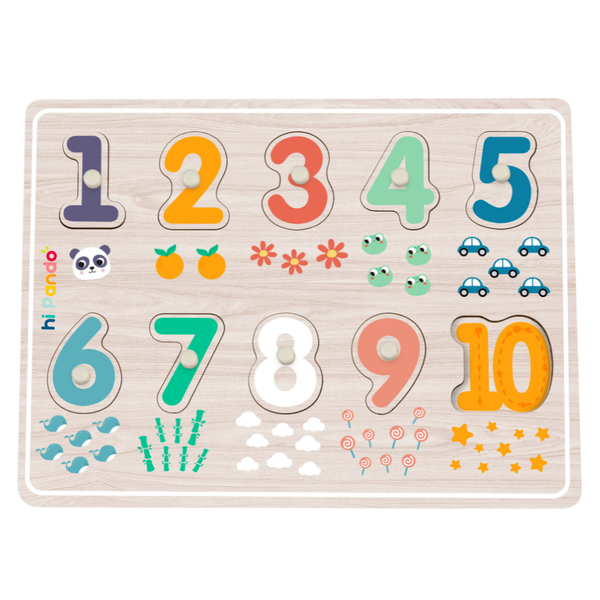 hi Pando - Wooden Peg Puzzle - Number 1-10 - 11pcs