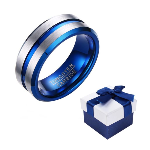 Classic Tungsten steel ring men's ring Wedding Band Center Grooved