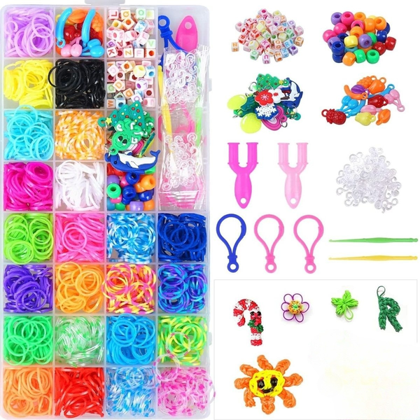 Rubber Bands Bracelet Kit Making Kit DIY 1600+ Bands Refill Set Kids