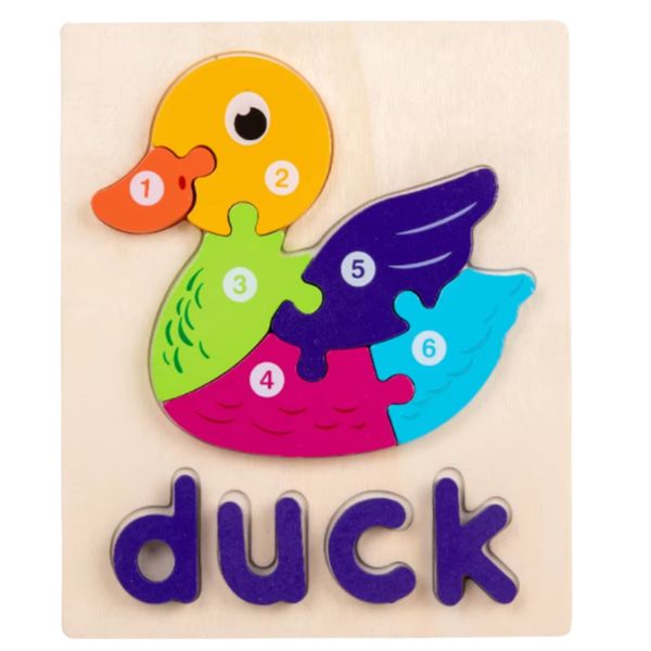 Colorful Wooden Duck Educational Toy Set