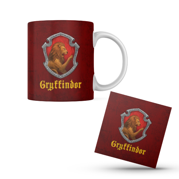 Harry Potter Gryffindor Themed Printed Coffee Cup and Coaster Set