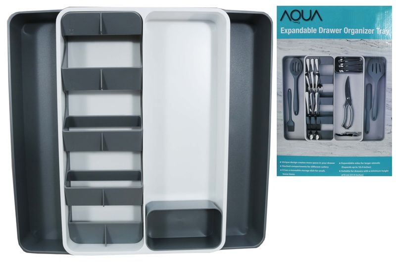 Aqua Expandable Drawer Organizer Tray