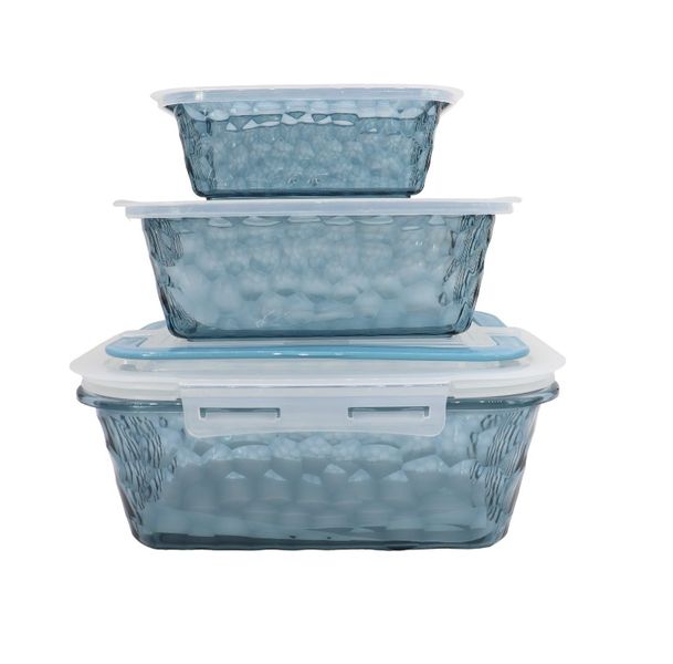 Set Of 3 Clip Seal Food Storage Container Rectangle - Small/Medium/Large