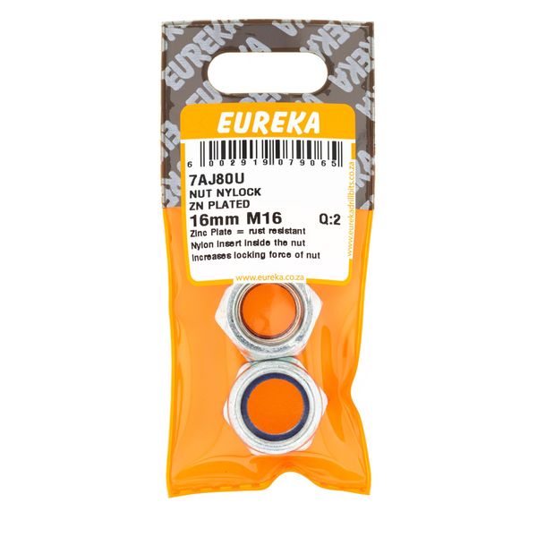 EUREKA Nylock Nut Zinc Plated 16mm M16 Q:2 7AJ80U