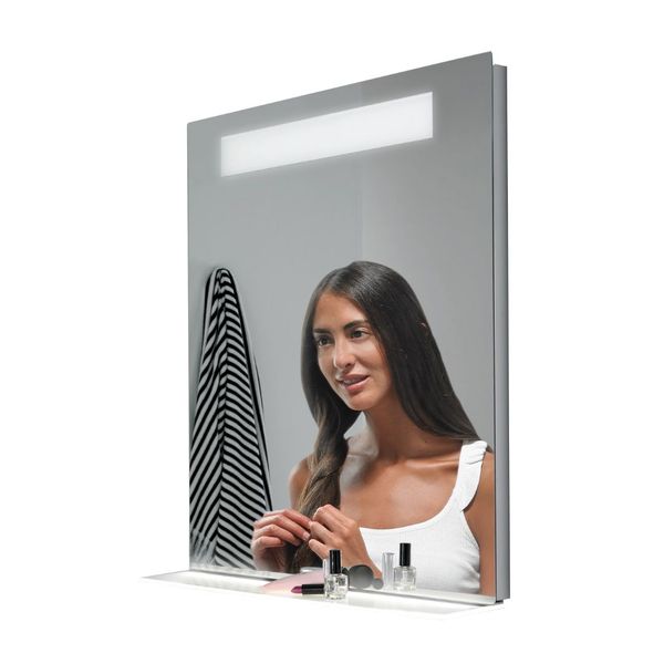 Lena 600×800mm LED Bathroom Mirror with Shelf - 12W, 5700K, IP44