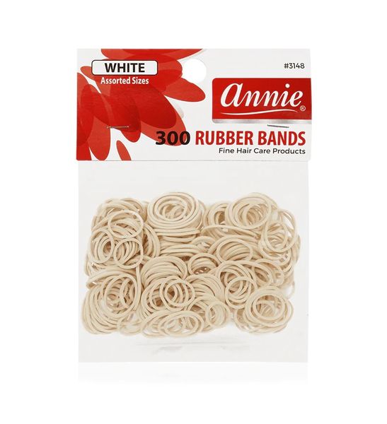Annie Rubber Bands Asst Size 300Ct White - 10 Packs